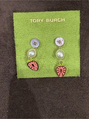 Tory Burch gold-tone pearl pave pearl structured earrings gold color small